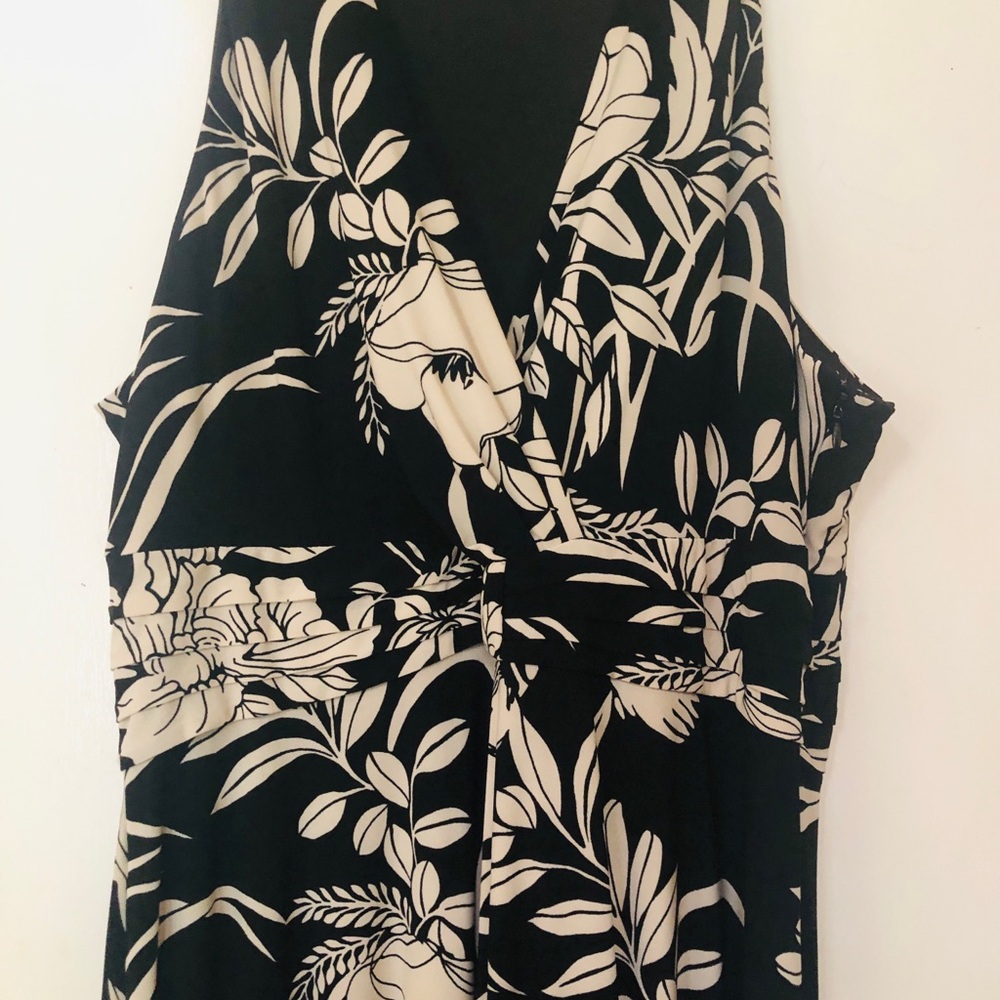 Evan Picone Black Dress with Cream Floral Print - Picture 2 of 4
